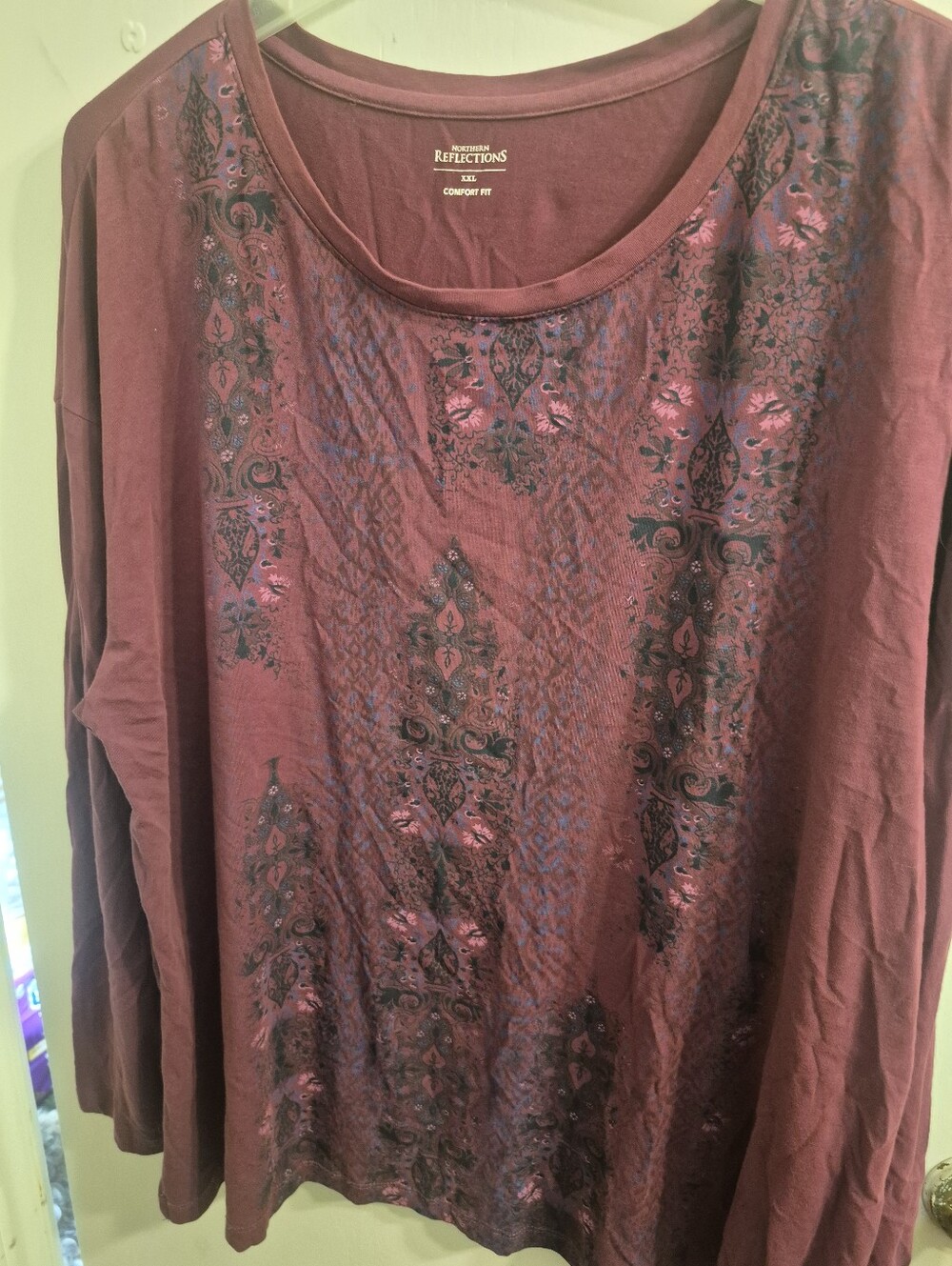 Northern Reflections Maroon Long Sleeve Printed Tee